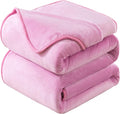 Flannel Fleece King Size Summer Blanket All Season 350GSM Lightweight Throw for The Bed Extra Soft Brush Fabric Winter Warm Sofa Blanket 90" x 108"(Pink King)