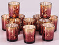 Volens Burgundy Votive Candle Holders Set of 12, Speckles Mercury Glass Tealight Candle Holder Bulk for Table Wedding Centerpiece, Burgundy and Gold Themed Party Decorative & Home Decor