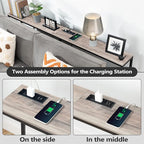 70.9'' Console Table with Power Outlet, Narrow Sofa Table, Industrial Entryway Table with USB Ports, Behind Couch for Entryway, Hallway, Foyer, Living Room, Greige CTHG18E01Z1