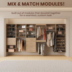 ROOMTEC 31.5" 4 Drawer Short Tower Closet Unit, Modular Closet System with Drawers and Shelf, Wardrobe Organizer for Bedroom or Walk-in Closet, Wall Mounted, Customizable Clothes Storage Unit, Wood