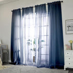 Chyhomenyc Sheer Curtains Extra Long 96 inch 2 PCS- Casual Style Airy & Breathable with Amount Light Sheer Panels for Patio/Glass Door (1 Pair Set=Total 84 inches Wide, Each W42 x L96, Navy Blue)