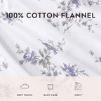 Laura Ashley - Flannel Sheets Queen Size, Anti-Pilling & Wrinkle Resistant Cotton, Touchably Soft for All-Season Comfort - Bed Sheets with Matching Pillowcases & Fitted Sheet (Jessika Lavender)