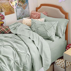 Bedsure Twin Comforter Set Sage Green - Bed in a Bag Twin Size Bedding 5 Pieces, GentleSoft™ Pintuck Bed Set Gift for Family, Pinch Pleat Sage Green Comforter with Sheets, Pillowcase & Sham