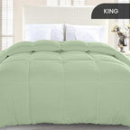 Utopia Bedding Comforter Duvet Insert, Quilted Comforter with Corner Tabs, Box Stitched Down Alternative Comforters King Size (Sage Green)