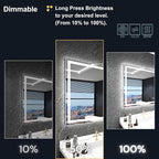 LED Bathroom Mirror 24"x 32",Front Lit and Backlit LED Mirror,Vanity Mirror with Lights Stepless Dmable,Aimnti-Fog, Shatter-Proof, Memory,3 Color LED Wall Mirror (Horizontal/Vertical)