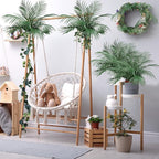 Yunsailing 60 Pieces 25" Artificial Palm Leaves Faux Tropical Palm Fronds Large Fake Greenery Plants Leaf Branches for Wedding, Palm Sunday, Flower Arrangement, Hawaiian Jungle Safari Party