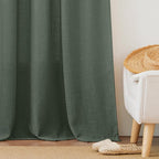 RYB HOME Spring Curtains for Living Room, Light Filtering Privacy Protection Linen Sheer Curtains for Sliding Glass Door, W 52 x L 90 inches, Hunter Green, 2 Panels Set