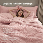 Bedsure Full Comforter Set Pink - Bed in a Bag Full Size Bedding Set 7 Pieces, GentleSoft™ Pintuck Bed Set Gift for Family, Pinch Pleat All Season Comforter with Sheets, Pillowcases & Shams