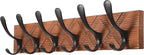 SKOLOO Coat Rack Wall Mount - Antique Wooden Carved- X Cross Coat Hook, Wall Coat Hanger with 6 Hooks for Hanging Coats, Hats, Clothing, Scarfs, Brown & Black