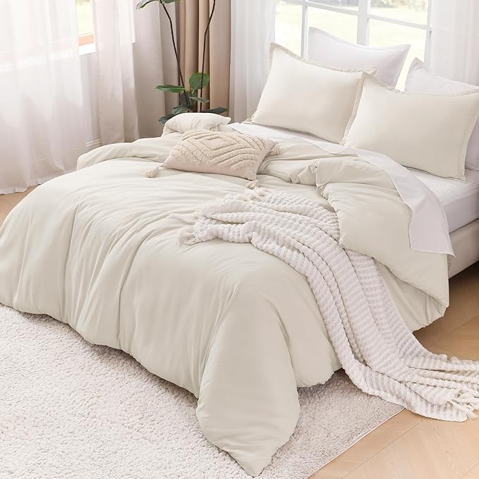 Litanika Oversized King Comforter 120x120, 3 Pieces Beige Lightweight Solid Bedding Comforter Set, All Season Fluffy Bed Set (1 Comforter & 2 Pillowcases)