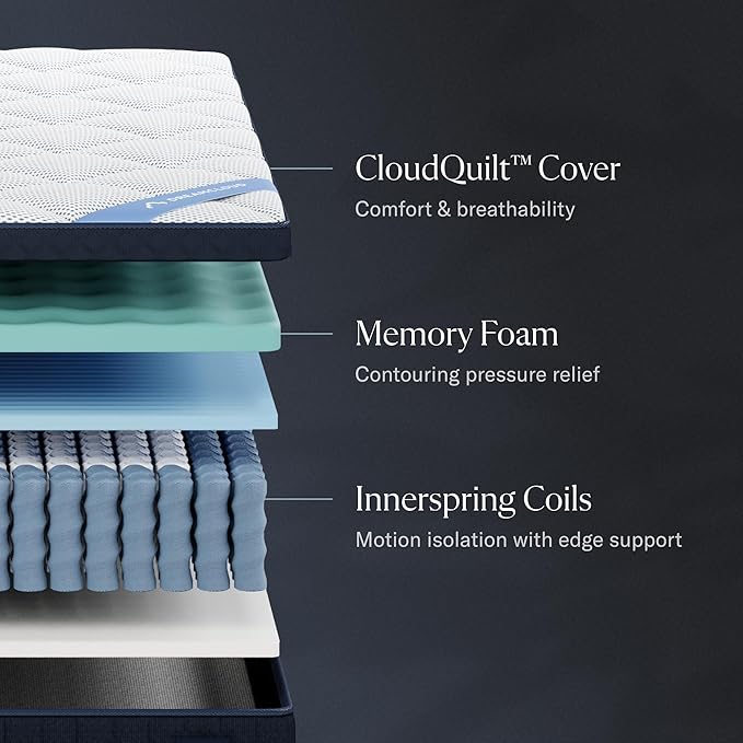 DreamCloud Premier 13" California King Mattress - Luxury Hybrid Gel Memory Foam - 365 Night Trial - Fiberglass Free - Forever Warranty - Mattress in a Box - CertiPUR-US Certified