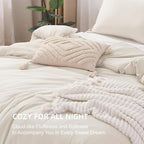 Litanika Full Size Comforter Sets Beige, 3 Pieces Lightweight Bedding Comforter Sets, Down Alternative Comforter Fluffy Bed Set Gift Choice