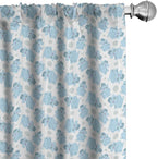 Ambesonne Animal Cartoon 2 Panel Curtain Set, Happy Smiling Pattern with Dots Animal, Lightweight Window Treatment Living Room Bedroom Decor, Pair of - 28" x 95", Pale Blue Sky Blue White