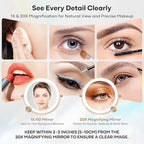 Makeup Mirror with Lights, 5000 mAh Rechargeable Double Sided Magnifying Vanity Mirror with 3 Colors, 1x/20x, 360° Rotation , Brightness Adjustable Magnification Lighted Makeup Mirror, Women Gift
