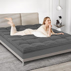 Dual Layer 3 Inch Memory Foam Mattress Topper Full Size, 2 Inch Cooling Gel Memory Foam Plus 1 Inch Pillow Top Mattress Pad Cover, with 8-21 Inch Deep Pocket, Grey
