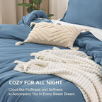Litanika Comforters King Size Ocean Blue, 3 Pieces Lightweight Solid Bedding Set & Collections, All Season Fluffy Bed Set (104x90 Inches Comforter & 2 Pillowcases)
