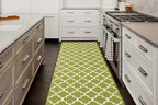 Custom Size Moroccan Trellis Runner Rug Mat for Wide Hallway Entryway Kitchen Laundry Room with Slip Resistant Latex Rubber Backing, Trellis Green, 31 inch X 15 feet