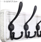 WEBI Coat Rack Wall Mount,38 9/16" Long,10 Hooks,Large Coat Hooks Wall Mounted,Coat Hanger Wall,Wood Hook Rack Rail,Triple Hooks for Hanging Coats,Clothes,Jacket,Black/White