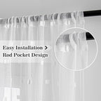 MYSKY HOME White Curtains for Bedroom 84 Inch Length Long Sheer Curtains for Living Room Nursery Curtains with White Patched Design Rod Pocket Privacy Window Drapes Dining Room 52" x 84" 2 Panels