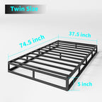 Box Spring Twin Size 5 Inch Low Profile Heavy Duty Metal Frame Mattress Foundation, Quiet Noise-Free,Easy Assembly, 3000lbs Max Weight Capacity