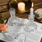 DARJEN Candlestick Holders Set, 4" H Taper Candle Holders Bulk, 12Pcs Glass Candle Holders for Wedding, Festival, Party & Windowsill Decor