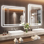 36"X36" LED Bathroom Mirror with Front Lights and Backlit, Anti-Fog, Dimmable, Shatter-Proof Tempered Glass, Lighted Bathroom Vanity Mirror for Wall with 3 Colors, Memory Function