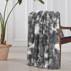 Tuddrom Decorative Extra Soft Faux Fur Blanket Queen Size 80"x90",Solid Reversible Fuzzy Fluffy Plush Fleece Comfy Microfiber Fur Blanket for Couch Sofa Bed,Tie Dye Grey