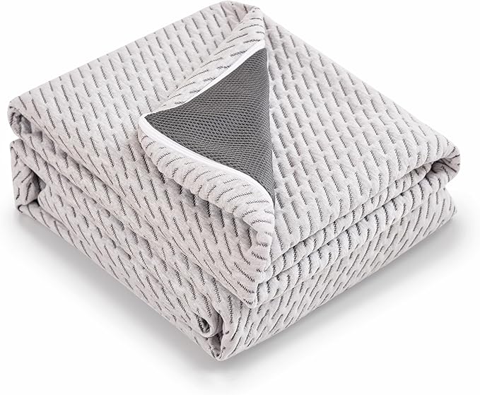 Subrtex Cover for Mattress Topper Full Size 3 Inch (Only Cover) Mattress Topper Protector Bedding Removable Encasement with Zipper Closure
