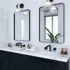 VocalStar Black Bathroom Mirror for Wall, 24 x 36 Inch Rounded Rectangle Metal Framed Bathroom Wall Vanity Mirror Farmhouse, 1/4-inch Shatterproof Glass | Ultra-Flush Hanging