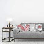 Ambesonne Floral Throw Pillow Cushion Case Pack of 4, Flower Petals Modern Color Palette Chamomile Peony Dahlia and Sunflower Print, Modern Accent Double-Sided Digital Printing, 18", Dark Coral Grey