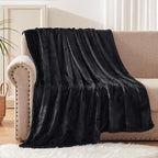 Exclusivo Mezcla Extra Large Fleece Throw Blanket for Couch, Sofa, 300GSM Super Soft and Warm Blankets, Black Throw All Season Use, Cozy, Plush, Lightweight, 50x70 Inches