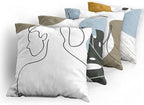 Ambesonne Minimal Throw Pillow Cushion Case Pack of 4, Modern Line Art Woman Portrait with Contemporary Leafy Geometric Details, Modern Accent Double-Sided Digital Printing, 18", Baby Blue Taupe Amber