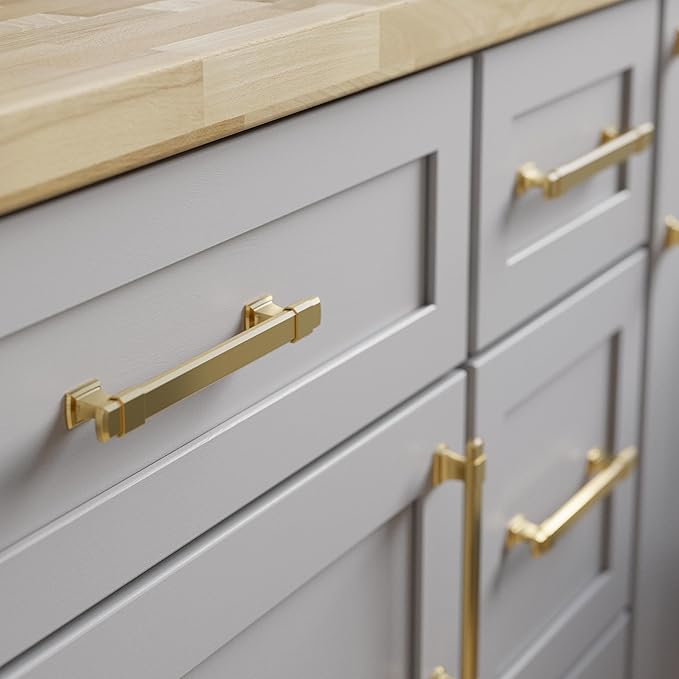 Franklin Brass Adjusta-Pull (5-Pack) Adjustable Drawer Pulls | Fits 1-3/8 to 6-5/16 Inch Hole Centers | Modern Gold Cabinet Handles| Chamfered Edge P49107-117-B