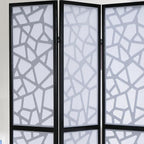 Roundhill Furniture Giyano 4 Panel Screen Room Divider, 70"W x 70"H, Black