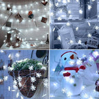 BrizLabs White Snowflake Christmas String Lights, 16.08ft 40 LED Christmas Lights with Remote, Snowflake String Light Battery Operated, 8 Modes Xmas Tree Light Waterproof for Outdoor Indoor Decoration