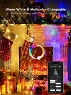 BrizLabs Smart Christmas Lights, 115FT 300 LED Fairy String Lights with App/Voice Control, Warm White & Multicolor Color Changing Christmas Tree Light Dimmable Xmas Light for Outdoor Indoor Xmas Decor