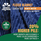 GO Premium Comfy Soft Queen Blanket - Navy Blue Fleece for Couch, Bed, Living Room, Bedroom - Large (90x90 Inches)