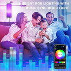 FRIDEKO HOME Floor Lamp, Color Changing Ambient Lighting for Living Room & Gaming Decor, Smart Standing Lamp with App & Remote Control, Tall Corner Lamp for Bedroom, 9W 800LM, Foot Switch, White Shade