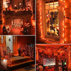 Orange Halloween Tree Lights with Green Wire,13ft 50 Incandescent Bulb Waterproof Fairy Lights，Plug in Mini String Lights for Christmas, Patio, Holiday, Party, Home, Indoor Outdoor Decor