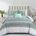 Cottolester Boho Comforter Set Full Size,8 Piece Bed in a Bag Sage Green Paisley Comforter and Sheet Set,Striped Bedding Set Soft Microfiber Complete Bedding Set