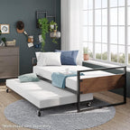 ZINUS Suzanne Bamboo and Metal Daybed with Trundle, Mattress Foundation with Steel Slat Support, Easy Assembly, Twin