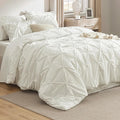 Bedsure Full Comforter Set Ivory - Bed in a Bag Full Size Bedding Set 7 Pieces, GentleSoft™ Pintuck Bed Set Gift for Family, Pinch Pleat All Season Comforter with Sheets, Pillowcases & Shams