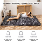 MAXYOYO Black Marble Printed Japanese Futon Floor Mattress, Thicken Sleeping Pad, Roll Up Camping Bed, Folding Couch Topper for Guests, Queen Size