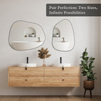 PERFNIQUE Irregular Wall Mirror Asymmetrical Mirror, 27''x19'' Black Mirror for Bathroom Bedroom Living Room Entryway, Decorative Modern Wall Decor, Wall Mounted Mirror (Black, 27''x19'')
