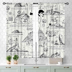 Vintage Nautical Curtains, Marine Coastal Sailboat Compass Anchor Ocean Beach Old Pirate Map Retro Window Drapery Treatments for Bedroom Living Room Kitchen Bathroom 2 Panels, 55x39 Inch