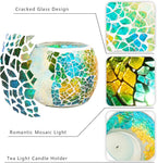 Rancco Glass Votive Candle Holder for Tealight, Romantic Mosaic Cracked Candle Holder, Candle Lamp Aromatherapy Candlescape Bowl for Valentine's Thanksgiving, Christmas Table Centerpiece, Party Decor