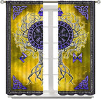 Viking Blackout Curtains Scandinavian Pirate Totem Mythology Golden Tree of Life Printed Curtain Bedroom and Living Room Decoration Blackout Curtains W55 * L63 Inch