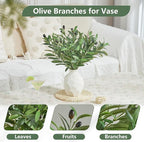 10 PCS 18 Inch Olive Tree Branches Greenery Stems Artificial Plants Faux Olive Branch for Vase Realistic Green Stem Home Decor Indoor