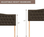 Tufted Upholstered Headboard Full Size, Sturdy and Durable Solid Wood Bed headboard, Fabric Headboard Adjustable Height from 37” to 51”, Button Diamond Design Head Board, Chocolate