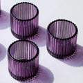 VOHO Large Votive Candle Holders for Table Centerpiece, 6pcs Purple Glass Ribbed Candle Holder for Halloween Decorations, Vintage Tealight Candle Holder for Baby Shower/Easter/Diwali(2.75"W x 2.56"H)